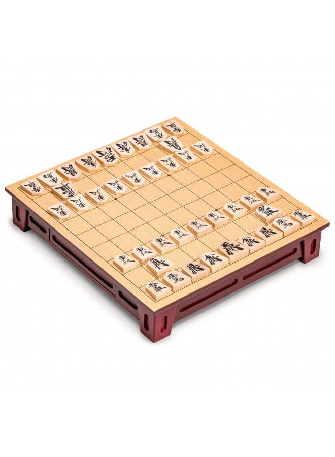 Yellow Mountain Imports Shogi Japanese Chess Game Set - Wooden Board with Drawers and Traditional Koma Playing Pieces