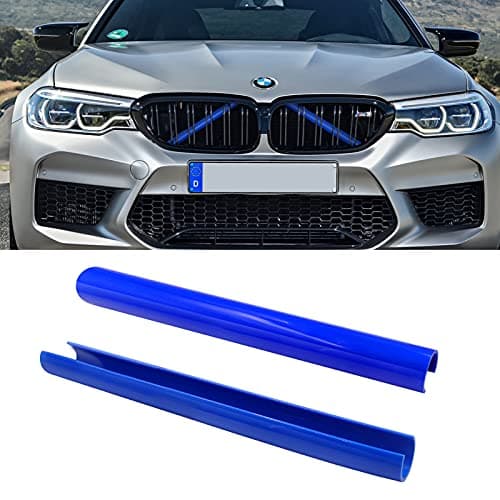 Jaronx Compatible with BMW Grill Inserts Trims for 1 2 3 4 5 6 7 Series, F20 F22 F30 F32 G30 G32 G11 G12, Compatible with BMW V Brace Wrap Covers Blue Grill Stripes Wrap(Blue)