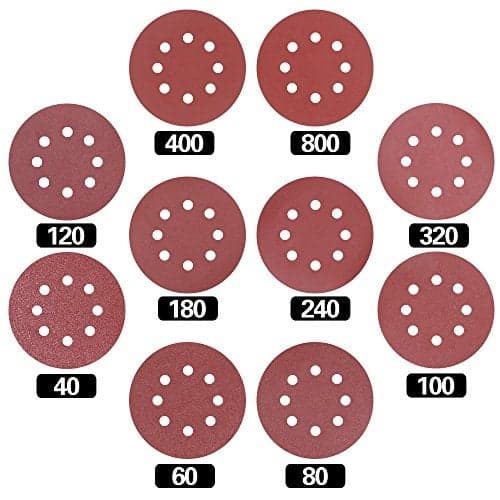 Swpeet 100 Pcs Sanding Discs Sandpaper Hook and Loop Pads for Circular Sander Grits Sanding Sheets 10 Sizes 4060 80100 120180 240320 400800 Grits