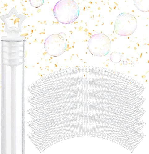Wedding Bubbles Bulk White Star Top Wands 100 Count Individual Mini Bubble Wand Favors for Weddings Celebration Party Favor for Guests Stock Your Home