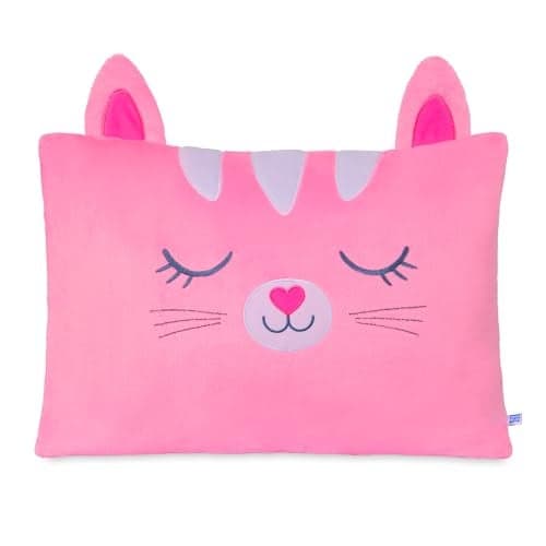 Saint Eve Kids Pillow Pals - Cute & Super Soft Animal Friends Decorative Fluffy Pillow Covers for Girls and Boys & Toddlers Beds, Playroom and Nap Time, Sensory Toys for Kids, Strawberry the Cat