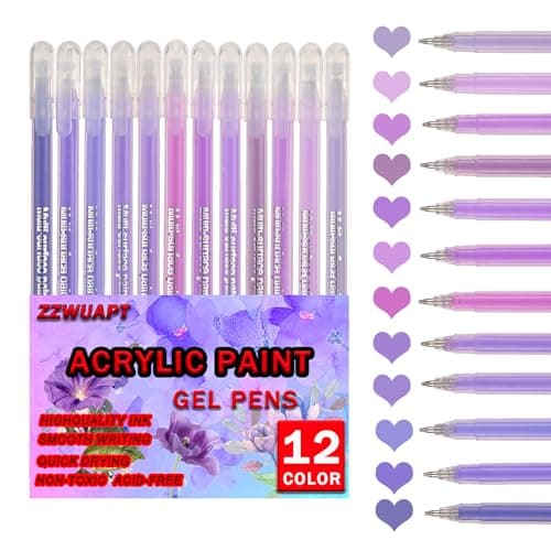 ZZWUAPT Purple Arylic Paint Gel PensAcrylic Gel PenPastel Pens for Black PaperWoodCanvasStoneRock PaintingGlassCeramic SurfacesDIY Crafts Making Art Supplies
