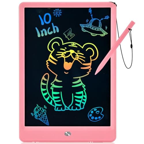 PINKCAT LCD Writing Tablet Doodle Board Toys Gifts for 38 Year Old Girls Boys 10 Inch Mess Free Coloring Books Drawing Pad for Kids Gifts for Toddler Christmas Stocking Stuffers Travel Baby Pink