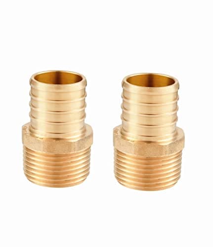 2-Pack EFIELD Pex 1 Inch x 1 Inch NPT Male Adapter Brass Barb Crimp Fittings, ASTM F1807,(PEX1807278-2PCS)