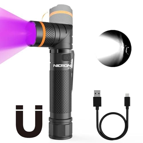 NICRON B75 High Power UV Flashlight Rechargeable LED 1000 Lumens 395nm Ultraviolet, 90 Degree 4 Modes Flashlight with Magnetic Base IP65 Waterproof for Camping Outdoor Night Walking Urine Detector