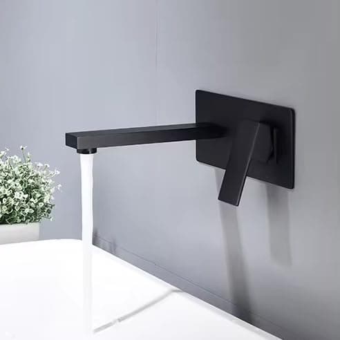 B Backline Brass Wall Mounted Basin Mixer Tap Hot & Cold Water | Bathroom Basin Faucet | tap for Basin | Tap for Bathroom & Livingroom (Black Matt)