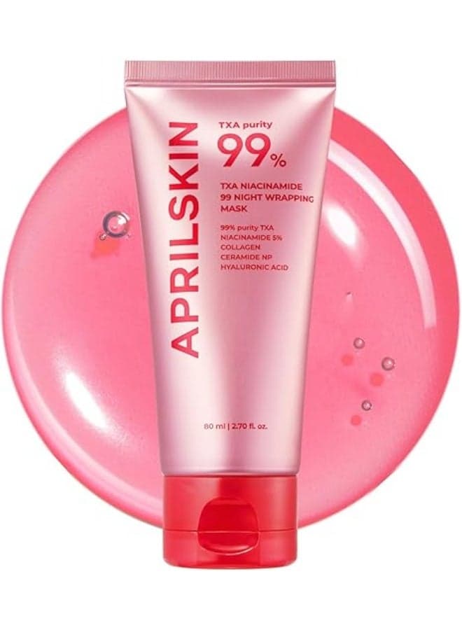 APRILSKIN TXA Niacinamide 99 Overnight Wrapping Mask | 99% High-Purity TXA+Niacinamide for Uneven Skin Tone | Overnight Skin Booster for Toning Care, Firming & Pore Care | 80ml, 2.70 fl.oz.