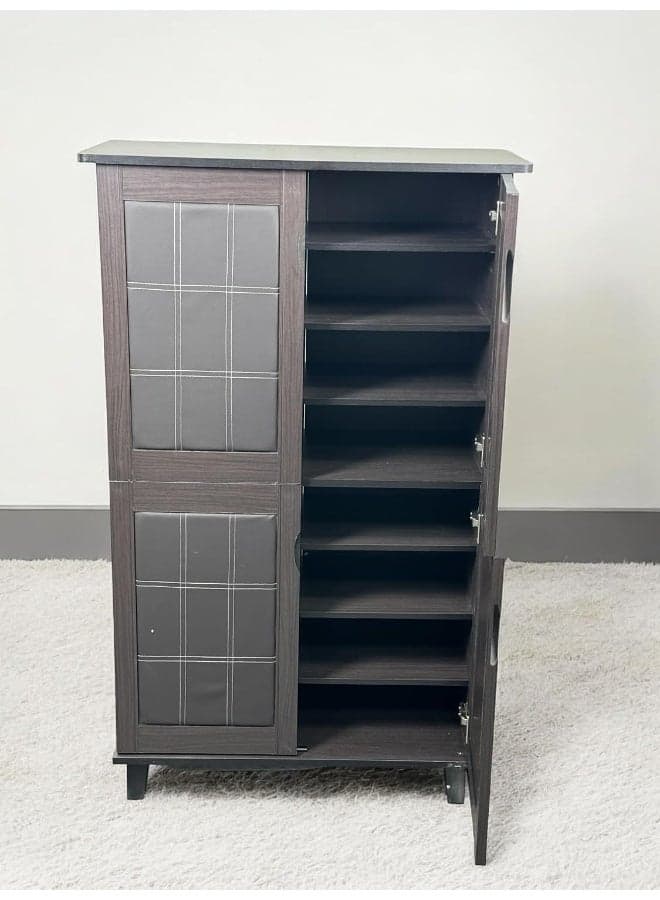 Design Wooden Shoes Rack With Pvc Doors/Organiser With 4 Doors - Color Dark Brown Size (130H X 80W X 40D Cm) Model Maf-1524 Wg.