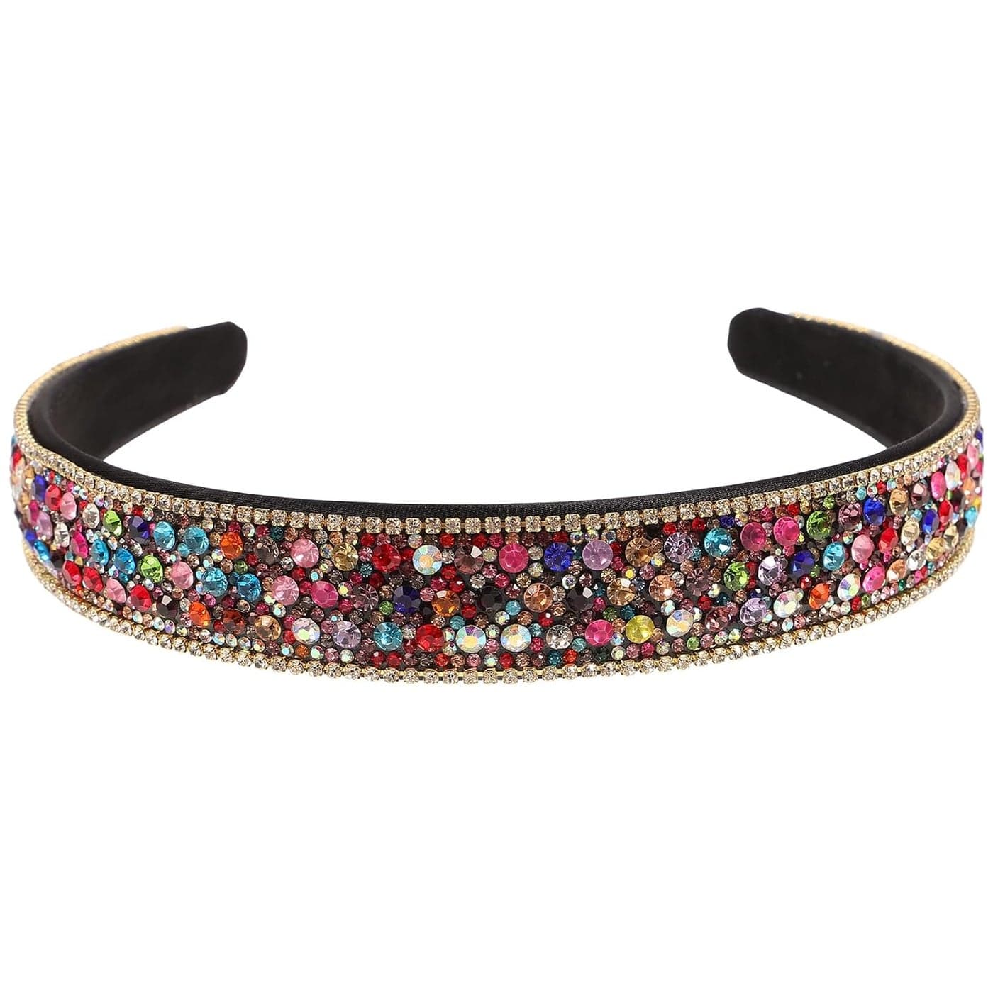 FRCOLOR Padded Rhinestone Headband Diamond Crystal Beaded Wide Hair Hoop Crystal Embellished Headband Hair Accessories for Women