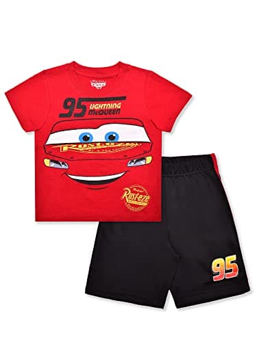 Disney Cars Lightning McQueen Boys Short Sleeve T-Shirt and Shorts Set for Toddler, Little and Big Kids