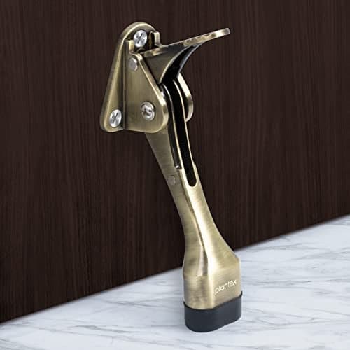Plantex Door Stopper for Home - 5 Inch Long Hydraulic Stopper with Rubber Grip/Stops for Door (Set of 8, Brass Antique)