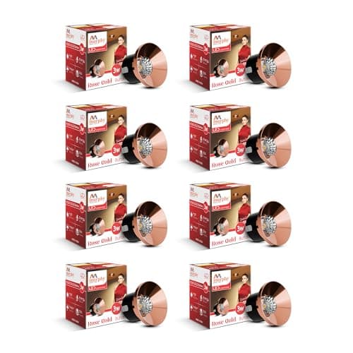 Murphy 3W Rose Gold Finish Button LED Spot Lights | Pack of 8 | Warm White (Golden Yellow) | Perfect for Home & Commercial Spaces