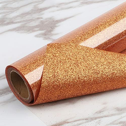 TransWonder Orange Glitter HTV Glitter Heat Transfer Vinyl 12in x 5ft for Cricut T ShirtsCopper