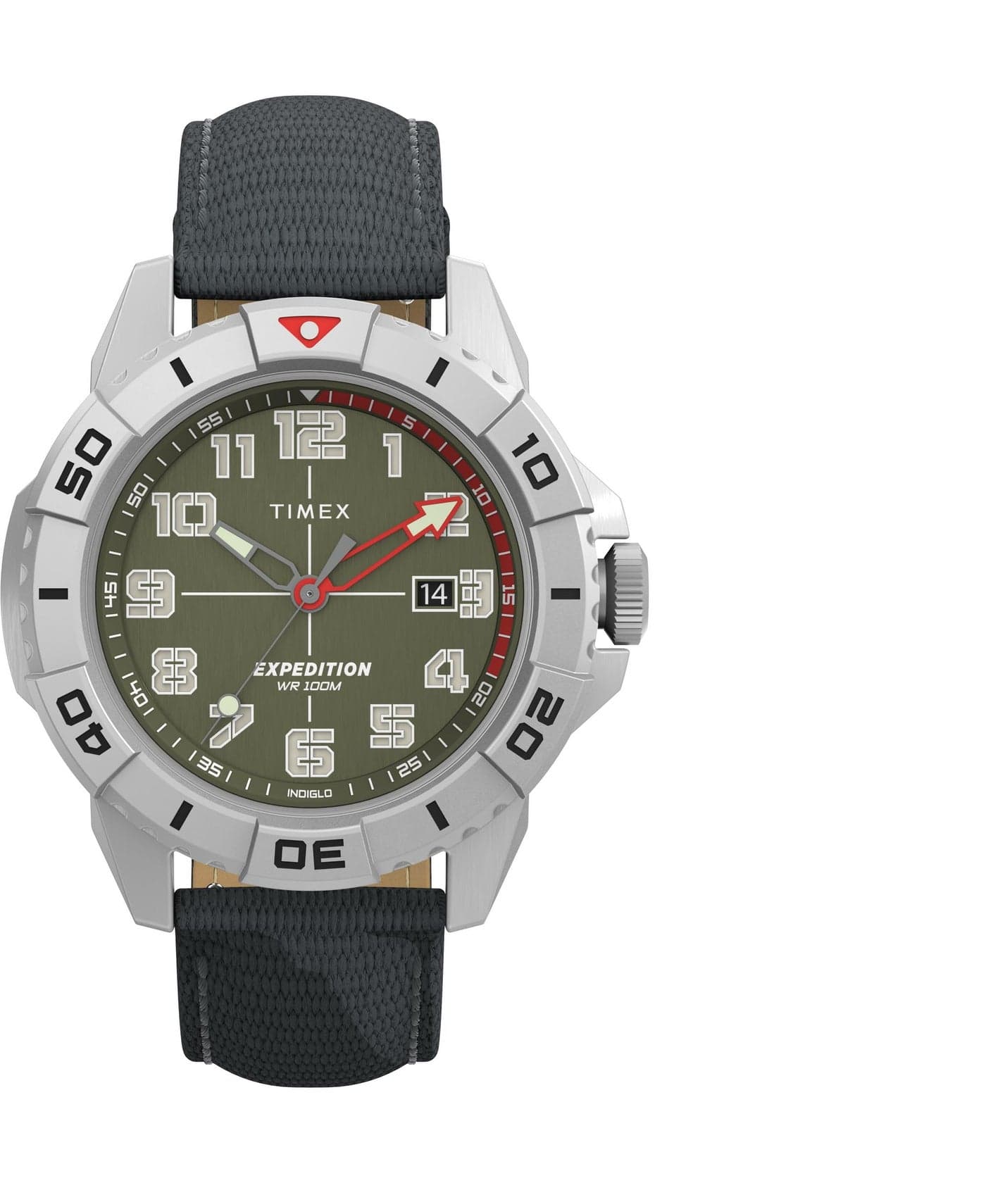Timex Men's Expedition North Ridge 42mm Watch - Black Strap Green Dial Silver-Tone Case