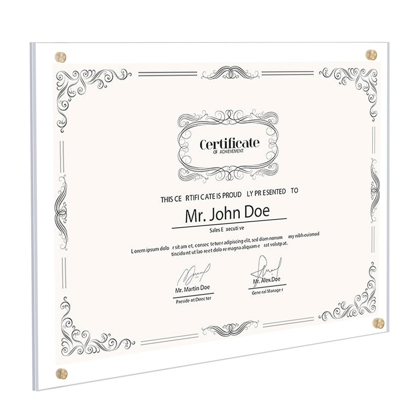 Kalami 11x14 Acrylic Wall Mount Picture Frame Self Adhesive No Drill Holes Floating Frameless Clear Photo Frame for Diploma Certificate Degree Document Display Gallery WallFull Frame is 12x15