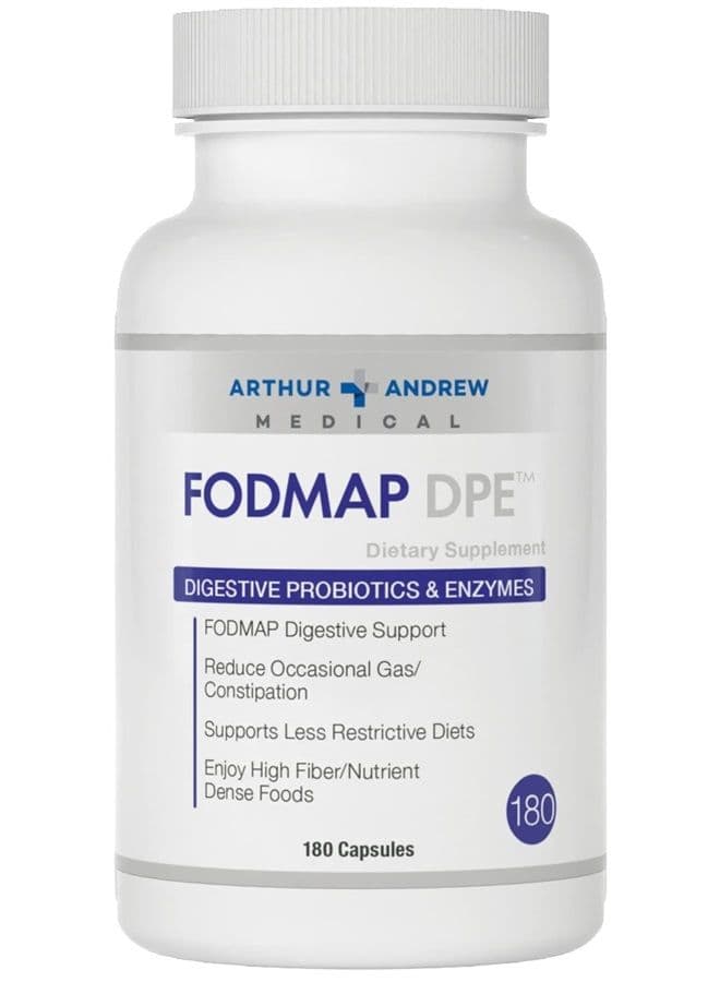 FODMAP DPE, Digestive Probiotics and Enzymes, Relief for FODMAP Intolerance and Highly Fermentable Foods, Vegan, Non-GMO, 180 Capsules