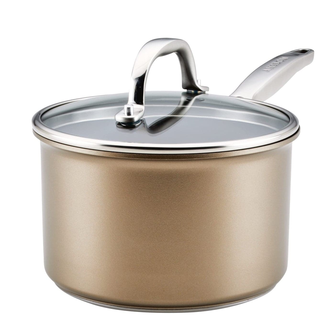 Anolon Ascend Hard Anodized Nonstick Sauce PanSaucepan and Lid Good for All Stovetops Gas Glass Top Electric Induction Dishwasher Oven Safe with Stainless Steel Handle 3 Quart Bronze