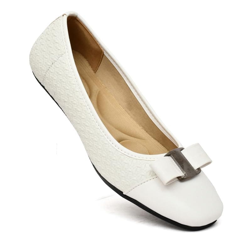 Super Comfortable & LightWeight memory foam Belly Shoe Fashionable Slip-On Ballet & Casual Bellies Everyday Stylish & Durable Classic Design Belly for Women's & Girl's HF1401 WH UK -9
