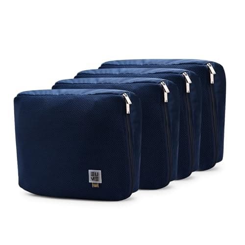 EUME Set of 4 Storage Pods - Travel Organiser Pouch| Durable Fits Into Pocket Cloth Organizer for Storage | Toiletry Bag for Men & Women | Spacious Organiser Bags for Clothes | (4XL) Navy Blue