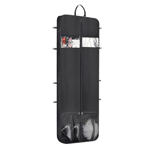 Zilink Wedding Dress Garment Bag 72 Dress Bags for Gowns Long Trifold Bridal Dress Bag with Accessory Pockets and Adjustable Buckles for Wedding dress Prom Evening Gown Upgraded Version