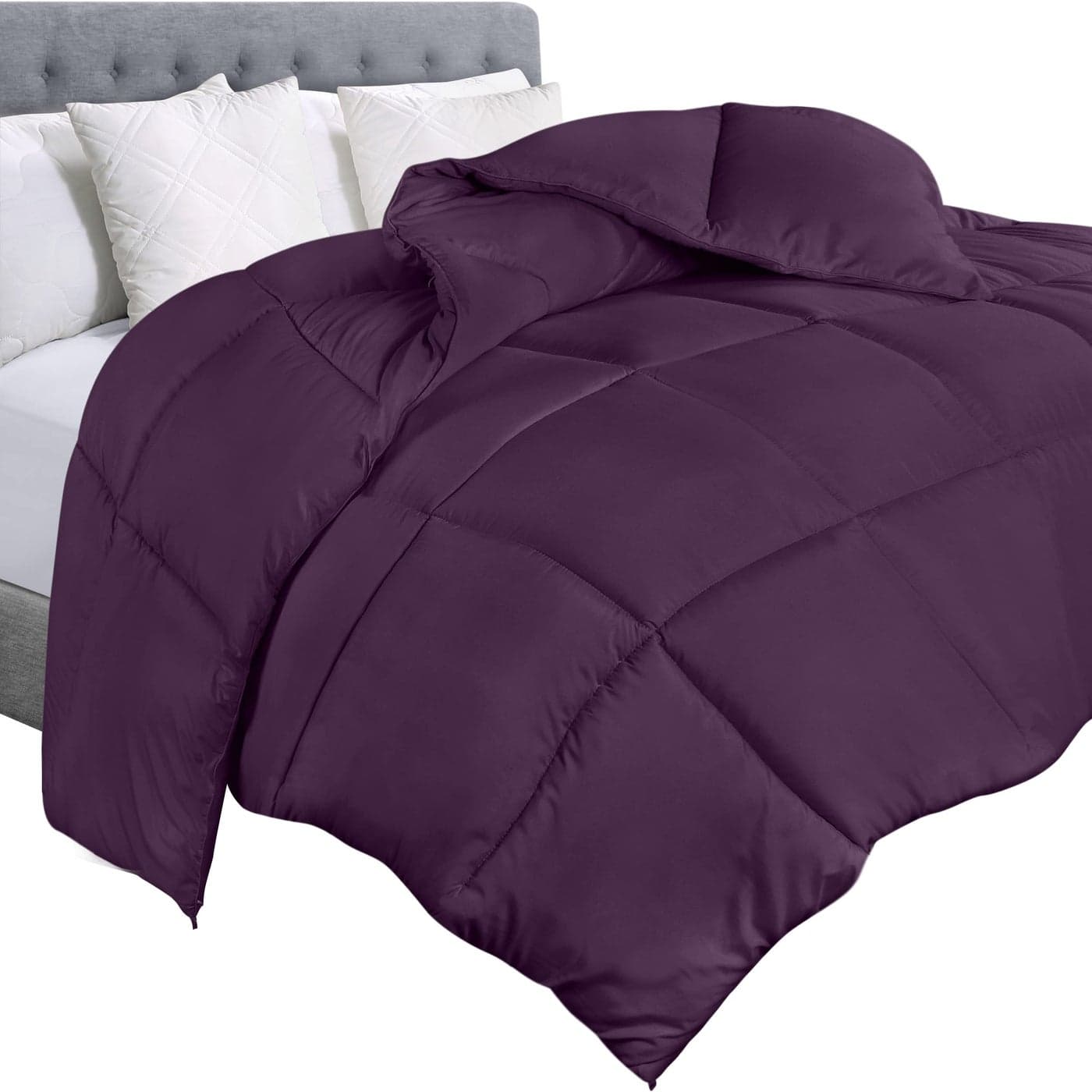 Utopia Bedding Comforter Duvet Insert Quilted Comforter with Corner Tabs Box Stitched Down Alternative Comforters Queen Size Plum