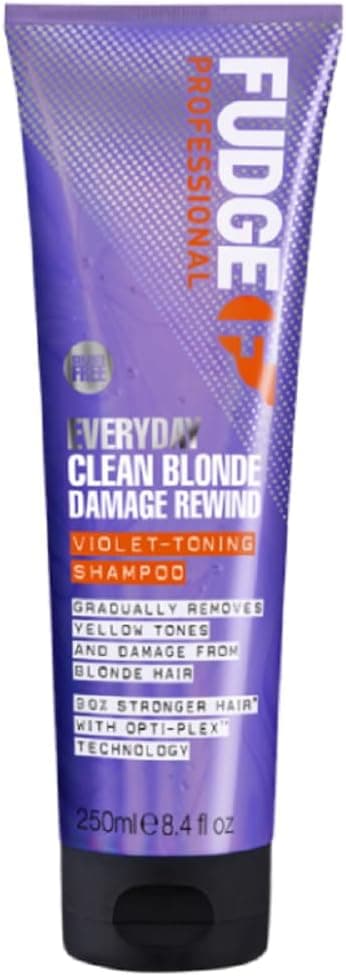 Fudge Professional Everyday Clean Blonde Damage Rewind Shampoo Daily Purple Toning for Blonde Hair Bond Repair Technology 250 ml