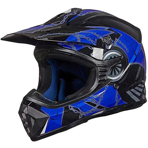 ILM Youth & Kids Dirt Bike Helmets Motocross ATV Dirtbike BMX MX Offroad Full Face Motorcycle Helmet, DOT Approved Model 128YS (Blue Black, Youth-Small)