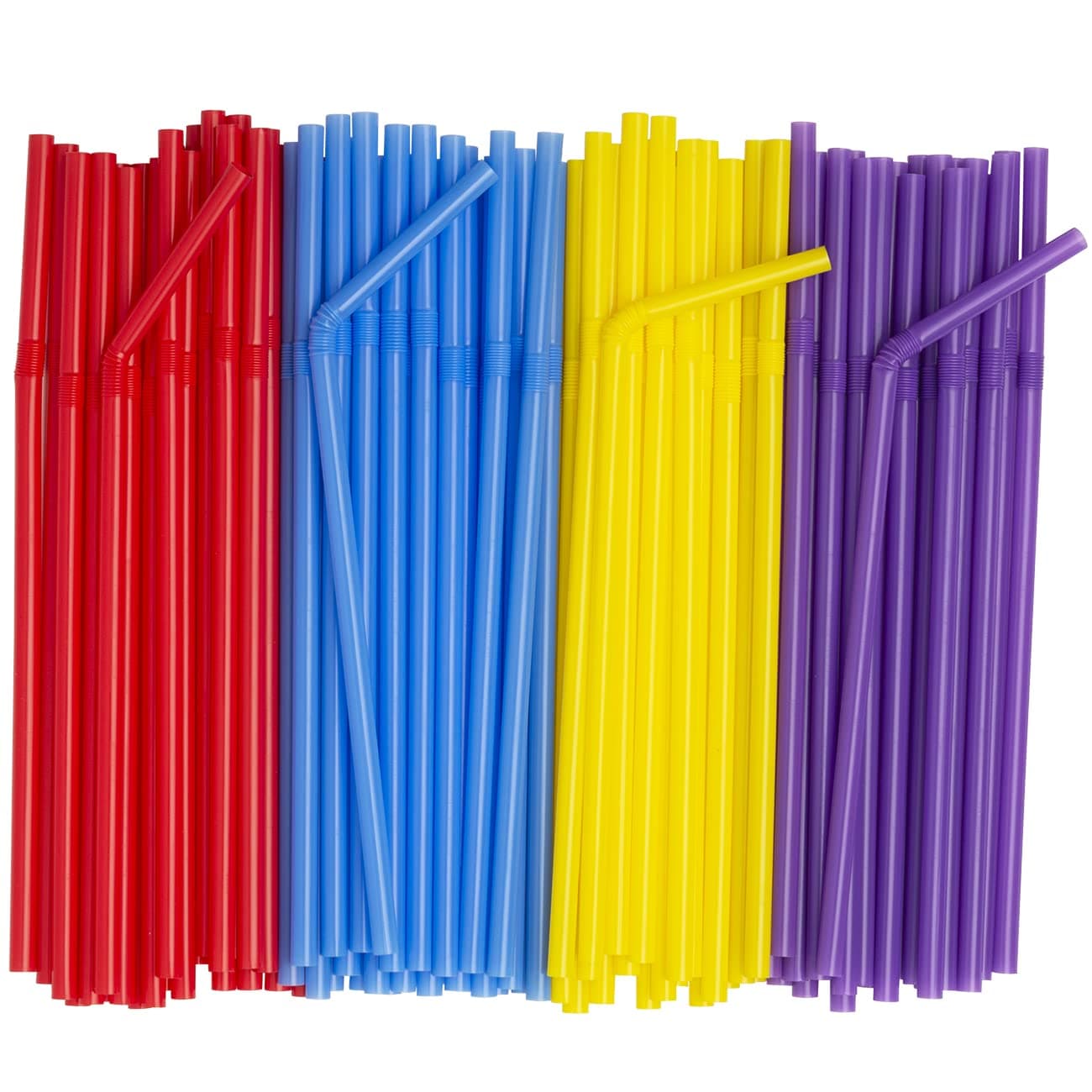 Comfy Package 500 Count Flexible Plastic Drinking Straws Disposable Swizzle Sticks 775 High Assorted Colors