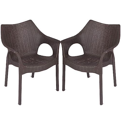 SkyGlamour Supreme Cambridge Heavy Plastic Chair for Living Room | Home | Office | Indoor/Outdoor Use | Plastic Chair Set of 2 |Color: Wenge; Set of 2 Chairs