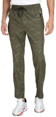 Mens Camouflage Pants Outdoor Water Resistant Lightweight Quick Dry Hiking Camping Fishing Sweatpants with Pockets Camouflage Green 36