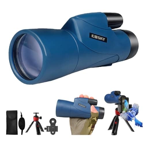 Gosky Monoculars Telescope 12x55 HD Monocular for Adult with BAK4 Prism FMC Lens Lightweight Monocular with Smartphone Adapter Suitable for Bird Watching Hunting Blue