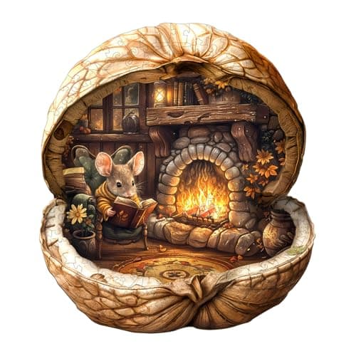 WOODBESTS Wooden Puzzles for Adults Mouses Walnut House Mouse Wooden Jigsaw Puzzle Unique Animal Wood Puzzles Adult Xmas Gifts for Puzzle Lovers265 Pcs L 134x119
