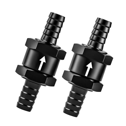 38 Inch 2PCS Fuel Oneway Check Valve Aluminium Alloy 10mm OD Fuel Line Check Valve One Way Non Return for Diesel Gasoline Water Black Set of 2