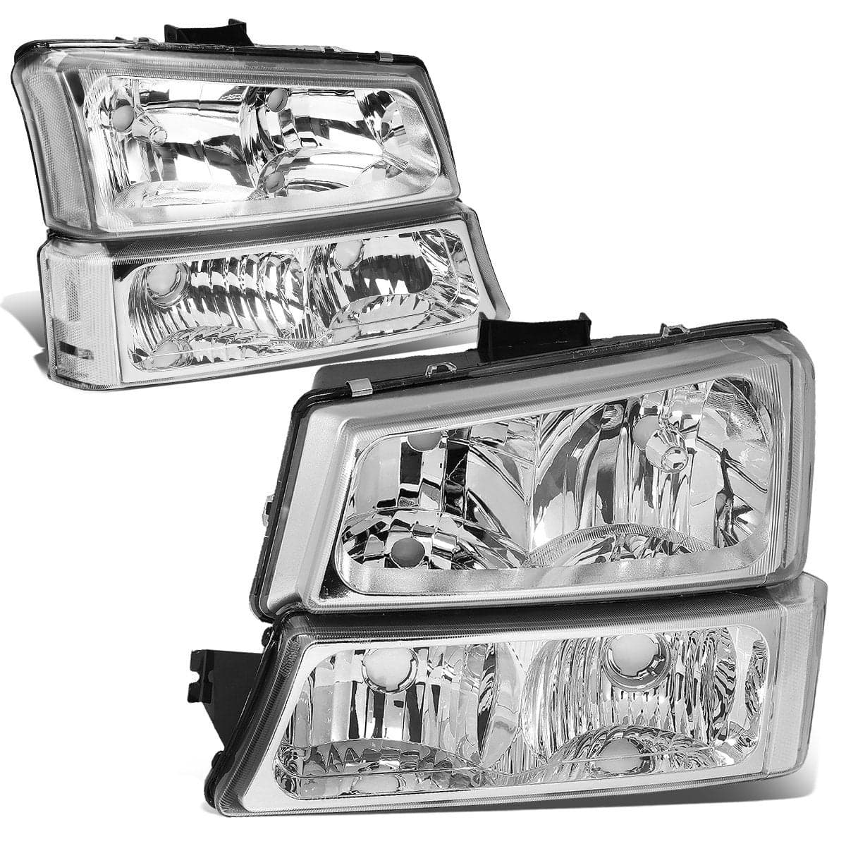 DNA MOTORING Pair Headlight Assembly Compatible with 20032006 Chevy Silverado 1500 2500 3500 1500 HD 2500 HD Avalanche 1500 2500 wo Factory Cladding ChromeClear HLOHCS034PCHCL1