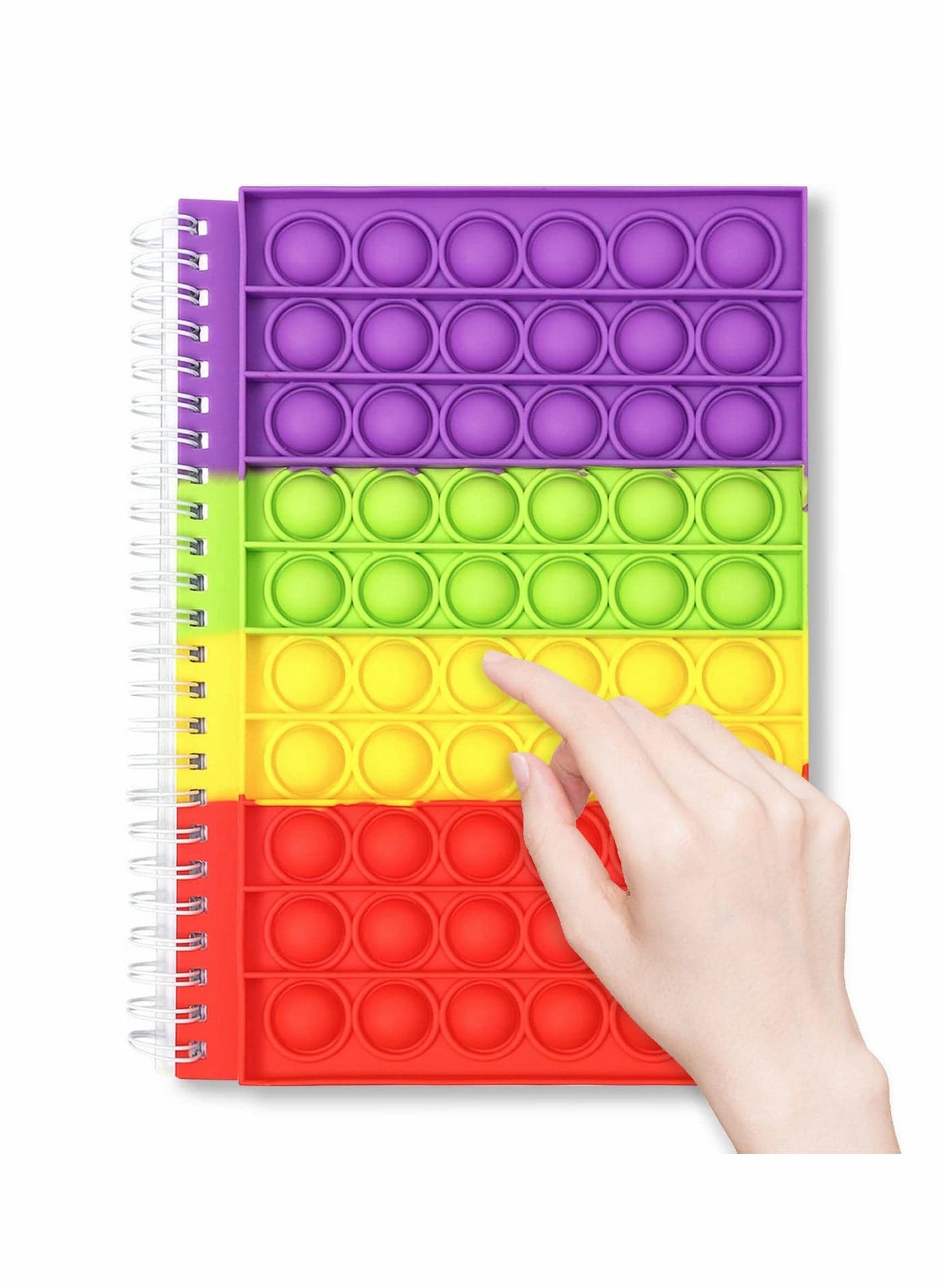 Puzzle Decompression Rainbow Color Silicone Bubble Press Notebook Journal Notebook, Spiral Notebook, Push Pop Bubble Fidget Sensory Toys, Stress Reliever Fidget Toys, Gifts for Kids