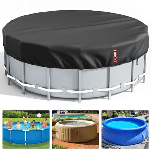 LXKCKJ 8 Ft Round Pool Cover, Solar Covers for Above Ground Pools, Stock Tank Pool Covers Protector with Accessories, Round Hot Tub Cover Ideal for Waterproof and Dustproof (Black)