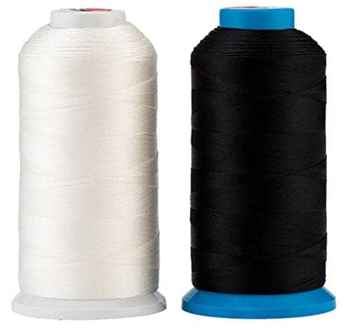 Selric 3000 YardsCoatedNo Unravel Heavy Duty Bonded Nylon Threads 69 T70 Size 210D3 for Upholstery Leather and Other Heavy Fabric Black and White