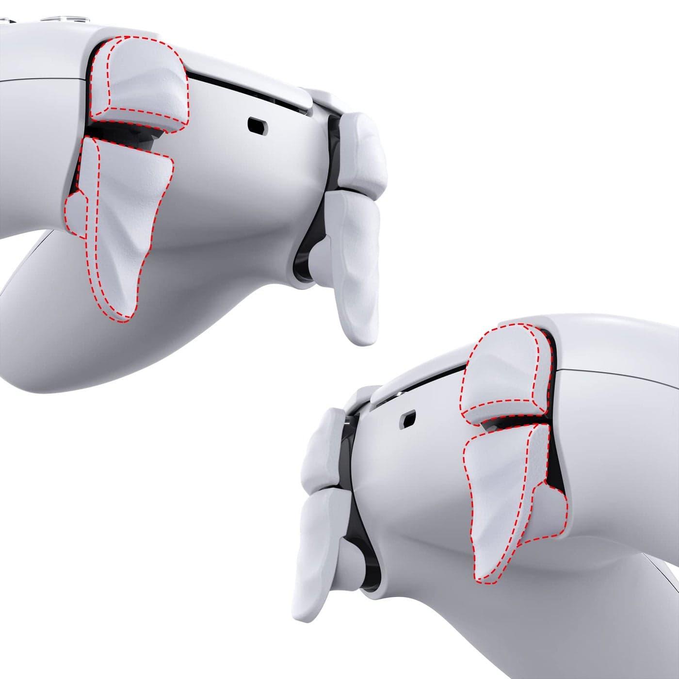 PlayVital Dune 2 Pairs Trigger Stop Shoulder Buttons Extension Kit for ps5 Controller, Stopper Bumper Trigger Extenders for PS Portal, Game Improvement Adjusters for ps5 Edge - White