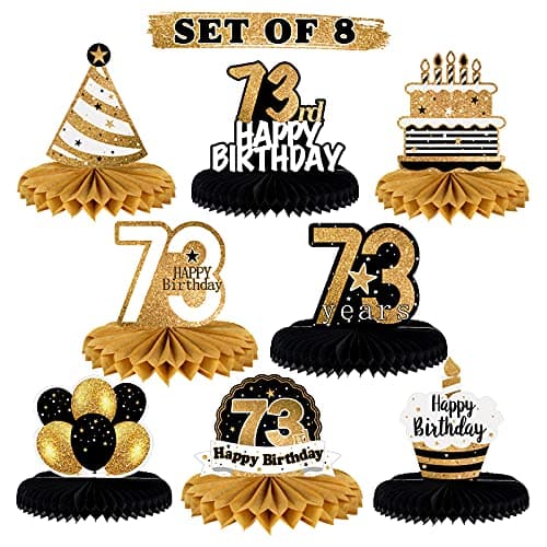 LINGTEER Happy 73rd Birthday Table Honeycomb Centerpieces Cheers to 73rd Birthday 73 Years Old Party Table Decorations Gift Sign