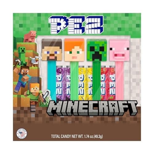 Minecraft PEZ Gift Set Four Minecraft PEZ Dispensers 6 Rolls of Candy