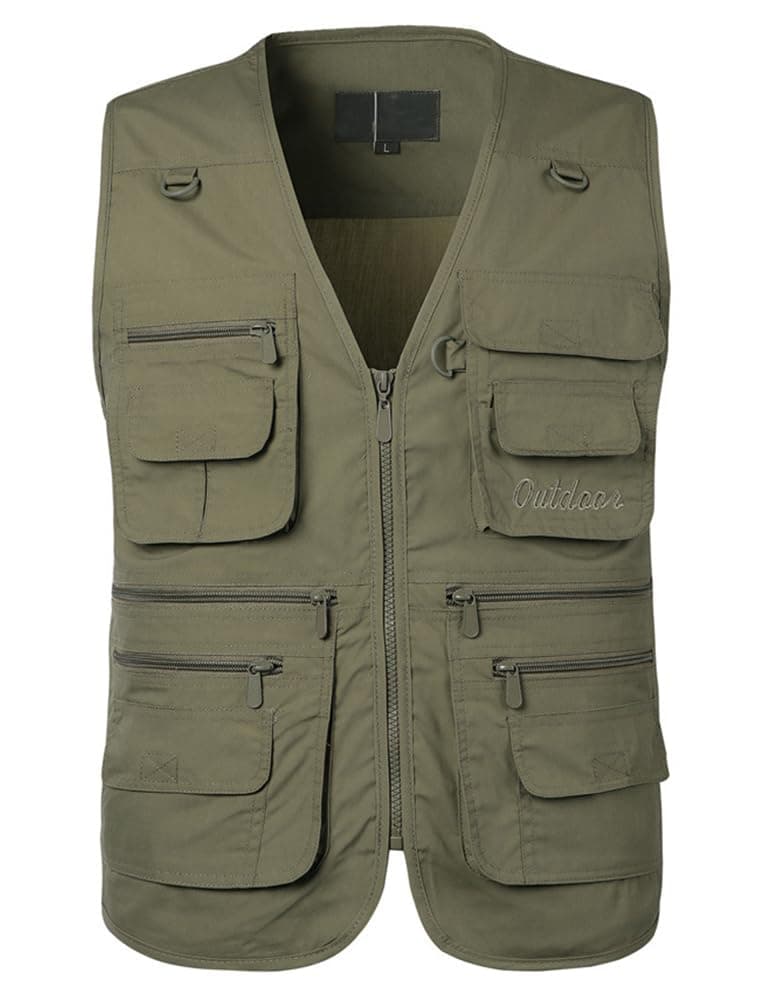 PASOK Men's Work Fishing Vests Lightweight Safari Travel Hunting Waistcoat With Multi-Pockets Color 4 S