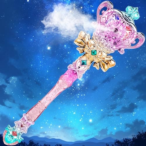 KingVows Light Up Princess Wand with Spray Music Rechargeable Magic Fairy Dressup Toys for Kids Girls Birthday Pink