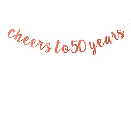 Festiko®Rose Gold Glitter Cheers to 50 Years Banner, Happy 50th Birthday Bunting Garlands, 50th Anniversary Party Decoration Supplies