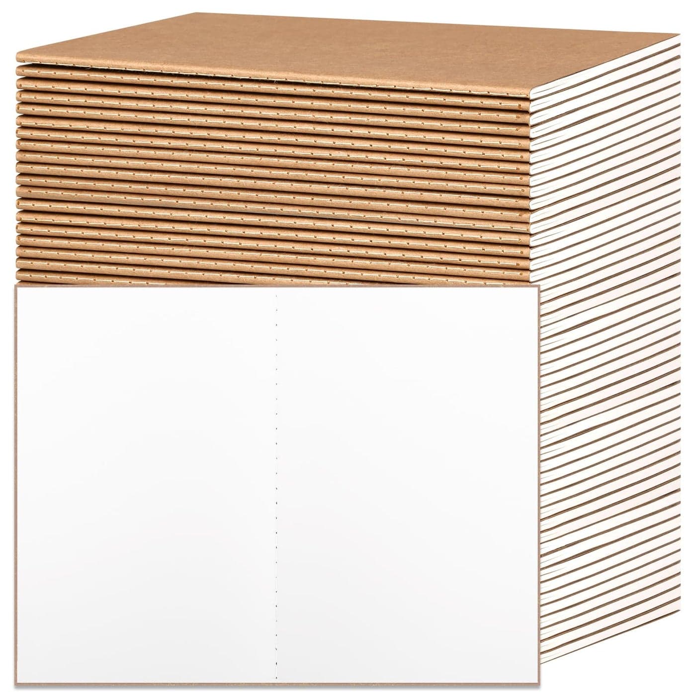 EOOUT 48pcs Blank Kraft Notebooks Bulk Journals for Kids 60 Pages80GSM 83 X 55 Inch Travel Journal Set for Travelers Students and Office Supplies