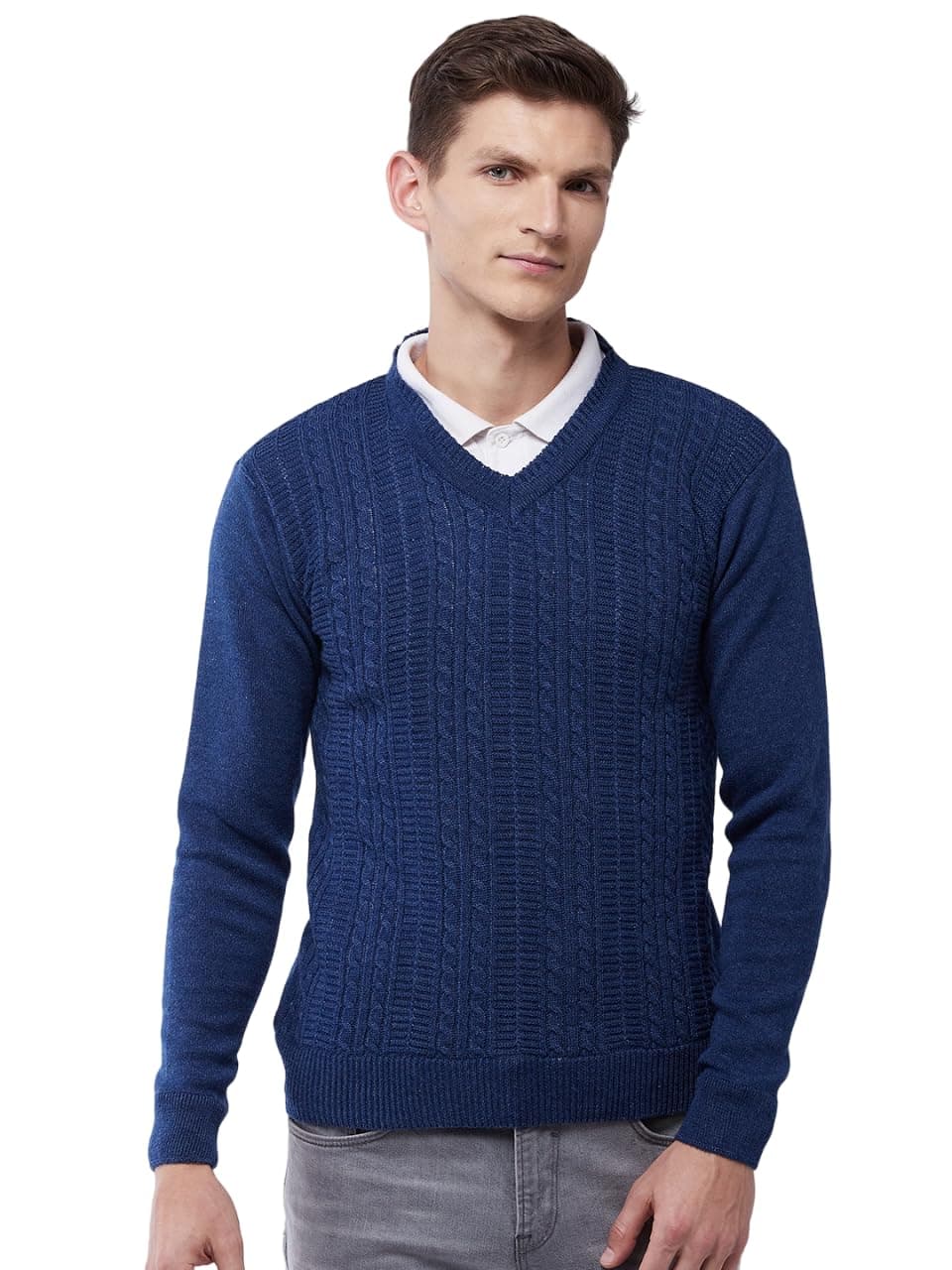 Pivl Men's Winter Solid Sweater - Warmth and Style for The Season_Denim_L||Winterwear||