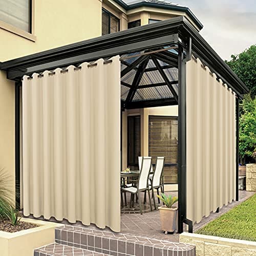 BONZER Outdoor Curtains for Patio Waterproof Thick Privacy Wide Grommet Sunlight Blocking Outside Curtains for Porch Pergola Gazebo Deck 1 Panel 110W x 120L inch Cream