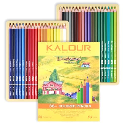 KALOUR PDAS 36piece Yellow Landscape Colored Pencil Set Presharpened Wooden Colored Pencils for Adults Artists Beginners Coloring Books Drawing Sketching