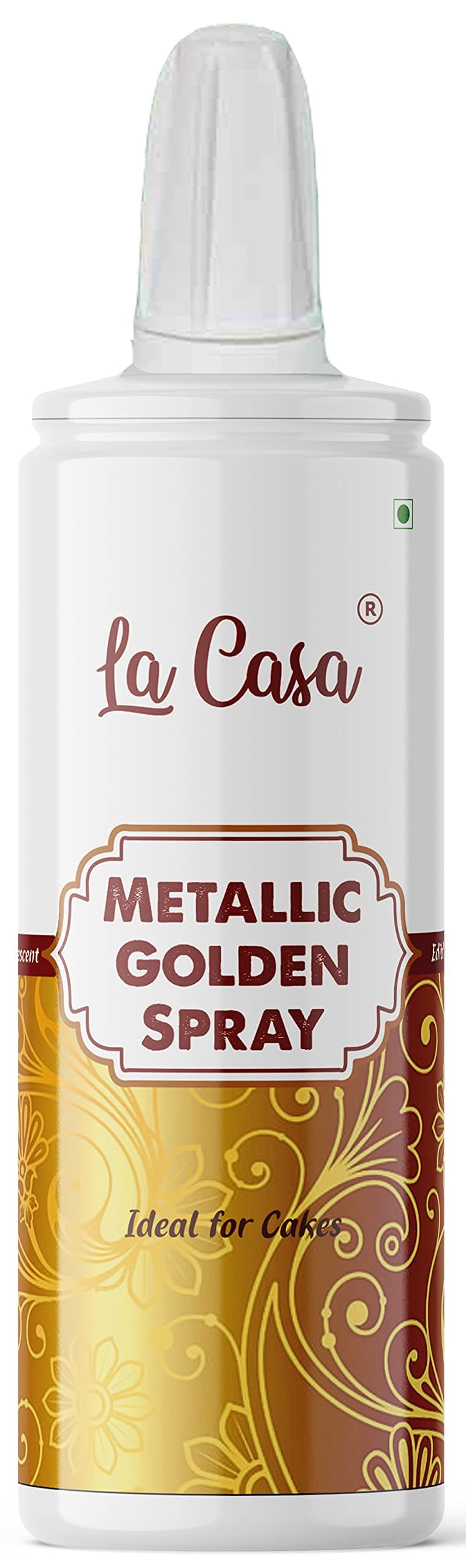 La Casa Metallic Pearlescent Golden Spray Colour | Edible Color Ideal for Cake Decoration & Garnishing | 30g |