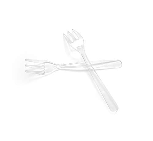 Zappy 100 Clear Plastic Mini Forks 35 inches Multicolor Mini Appetizer Forks Perfect for Dessert Pickle Cocktail Oyster Tastings and Events
