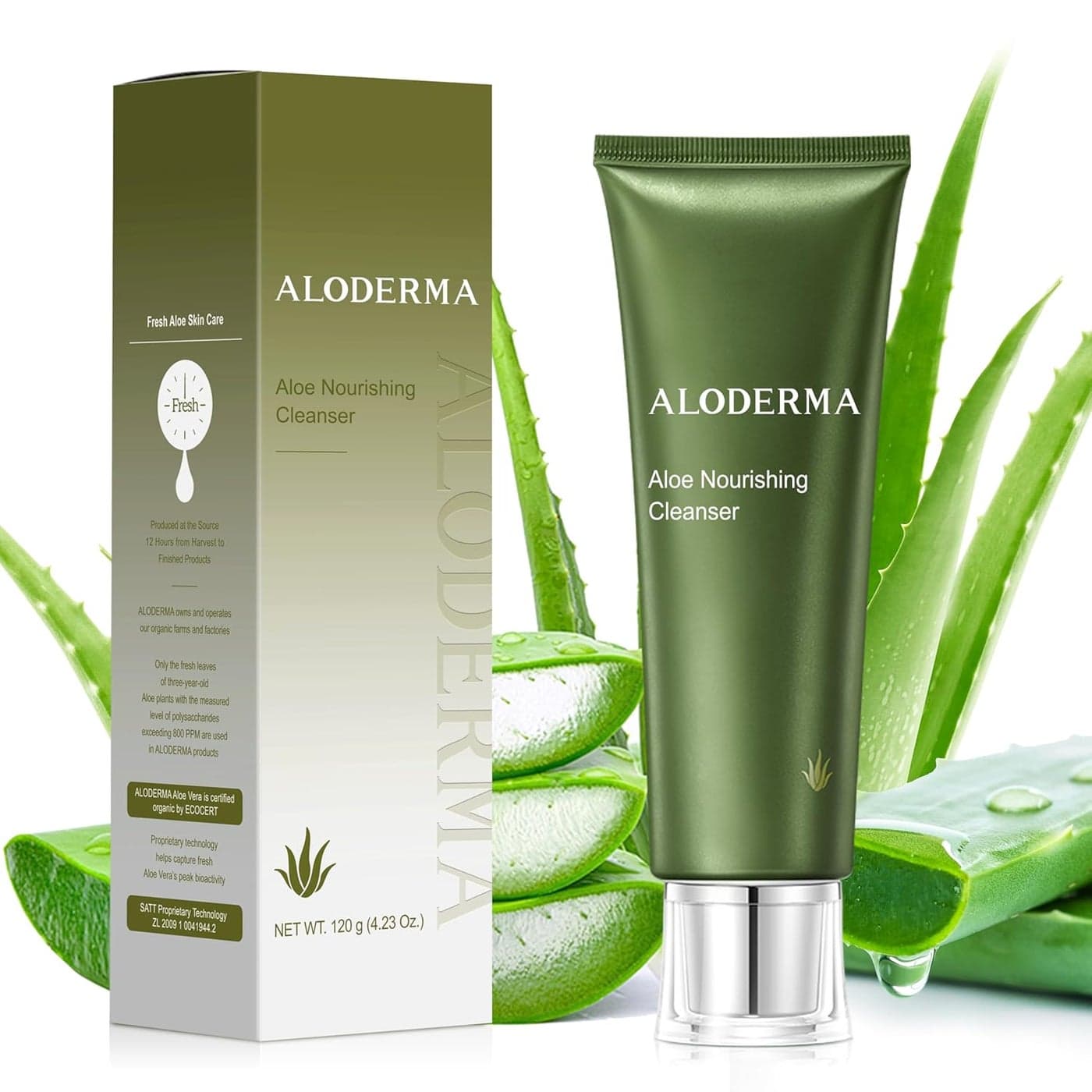 Aloderma Firming Nourishing Facial Wash Made with Organic Aloe Vera Moisturizing Face Wash for Dry Aging Skin Replenishing Aloe Vera Facial Cleanser for Women Men Hydrate Rejuvenate 42oz